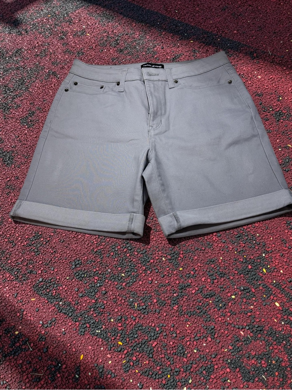 DKNY Women's Classic Flint Gray Wash Roll-Cuff Bermuda Shorts